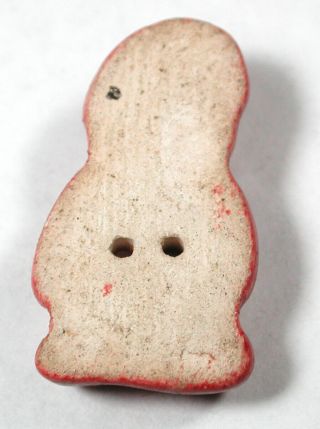 Vintage French Ceramic Button red Gnome Realistic Design 1 