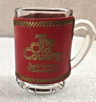 The Old Country Busch Gardens Williamsburg Va Mini Beer Mug W/leather Shot Glass