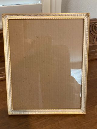 Vintage Mcm 8” X 10” Gold Tone Antique White Stamped Picture Frame 2 Views