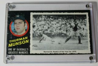 1971 Topps Greatest Moments Thurman Munson Yankees Rare - - Key Card
