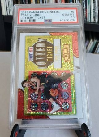 2018 - 19 Panini Contenders Trae Young Rookie Card Lottery Ticket Sparkle Psa 10