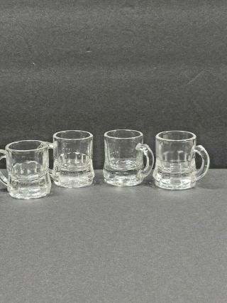 Set Of 4 Mini Bar Beer Mug Shot Glasses Vintage Federal Glass Set