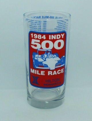 Vintage 1984 Indy 500 Mile Race Hilton Indianapolis Drinking Glass 1911 - 1983