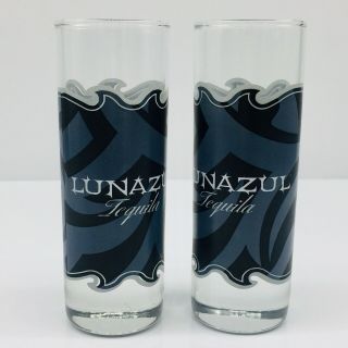 Set Of 2 Lunazul Tequila Shot Glasses Tall Shooter Glasses Euc