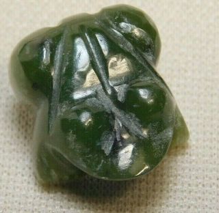 Antique Vtg Button Small Carved Jade Frog J2