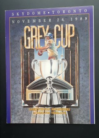 1989 Cfl 77 Grey Cup Saskatchewan Roughriders Vs Tiger - Cats Program