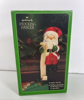 Vintage Hallmark Christmas Stocking Hanger Holder Santa Claus Hearth Holiday