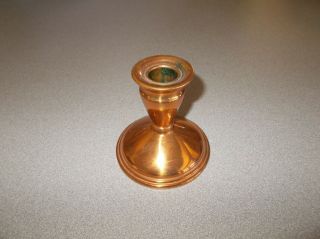 Candlestick Single Candle Holder 3 3/4 Inch Tall Vintage Copper Plated Pre Owned