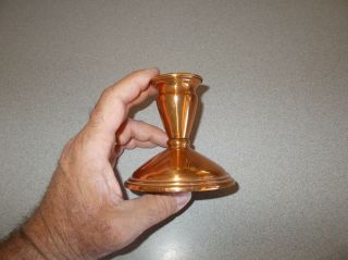 Candlestick single candle holder 3 3/4 inch tall vintage copper plated pre owned 3