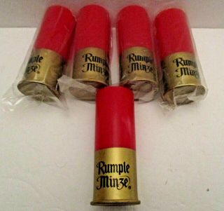5 Vintage Rumple Minze Shotgun Shell Style Advertising Shot Glasses