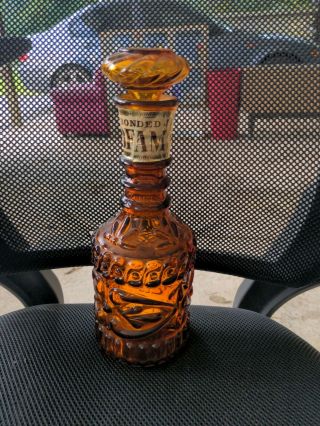 Vintage Amber Glass Jim Beam Liquor Bottle Decanter