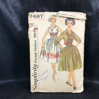 Vintage Sewing Pattern Simplicity 3487 One Piece Dress Cummerbund