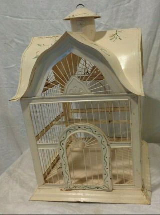 Decorative Metal Bird Cage Vintage Style Painted Shabby Chic Planter Garden