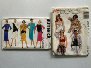 Two Vintage Sewing Patterns Dress Shirt Camisole And Bra Size 8 - 10 - 2
