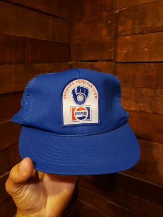 Vintage Milwaukee Brewers Pepsi Fan Club Baseball Cap/hat Snapback Mesh Back