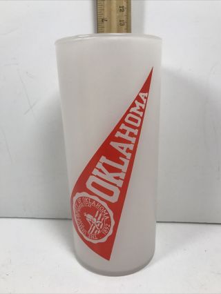 Vintage University Of Oklahoma Frosted 16 Ounce Glass " Big Red "