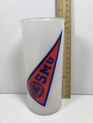 Vintage Southern Methodist University Frosted 16 Ounce Glass " Peruna The Pony "
