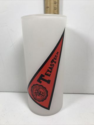 Vintage Texas Tech Frosted 16 Ounce Glass " The Red Raider "