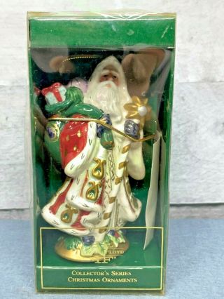 Fitz & Floyd " Florentine " Christmas Santa Hanging Ornament Complete