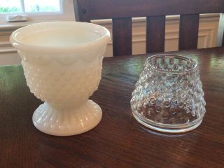 Vintage Avon Hobnail Glass Patio Fairy Lamp Votive Candle Holder Milk Glass 2