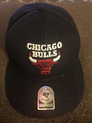 Chicago Bulls 47 Brand Hat Adjustable Cap Black Vintage Style