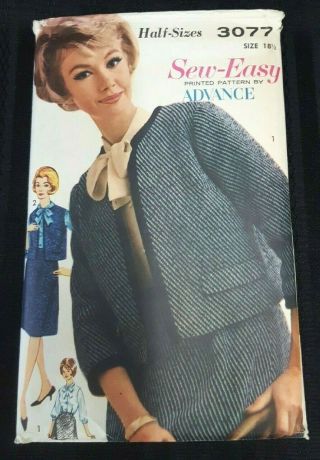 Advance Sew - Easy 3077 Vintage 1960s Skirt,  Jacket,  Blouse Size 18 1/2 Cut Retro