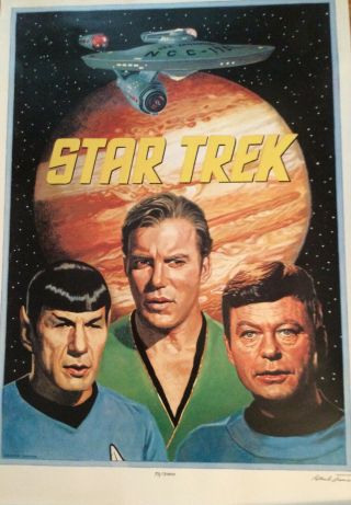 Star Trek Poster Vintage 1990 Limited Edition ’d Captain Kirk - Spock - Doc Mccoy