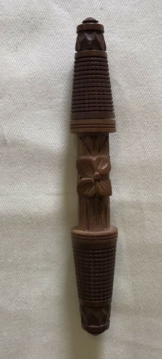 Wooden Black Forest Hand Carved Needle Case