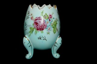 Vintage Napcoware Cracked Egg Vase Roses Porcelain With Gold Trim Hand Painted