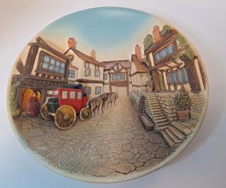 Vintage 3d Chalkware Plate - Horse & Carriage Made In England By Legend Products