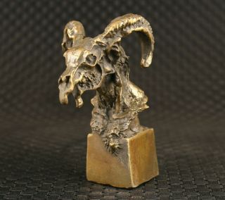 Chinese Old Bronze Handmade Casting Devil Sheep Statue Figure Collectable