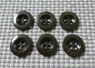 6 Vintage Dark Brown 17mm Buttons Army Military Uniform 4 Hole Trouser Overall