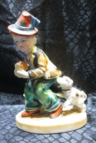 Vintage Occupied Japan Boy With Bread And Dog Figurine Marked Ssk115