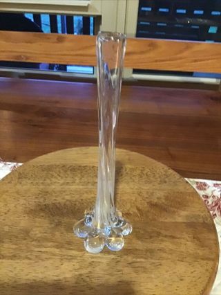 Twisted Elephant Foot Clear Glass Bud Vase Vintage 11 1/2 Inches Tall
