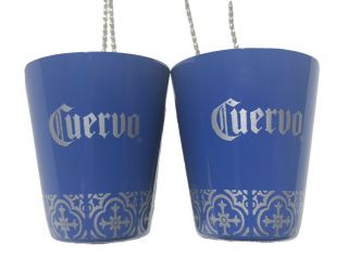 2 Jose Cuervo Metal Shot Glasses With Necklace Blue Tequila Glass Barware