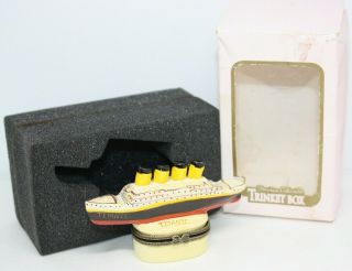 Titanic Porcelain Trinket Box With Brass Hinge M690