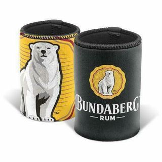 120592 Bundaberg Bundy Rum Bear Black Logo Neoprene Can Cooler Stubby Holder