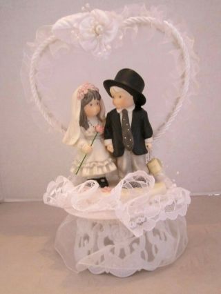 Enesco Promises Of Love Bride Groom Wedding Figurine 1997 Cake Topper Porcelain