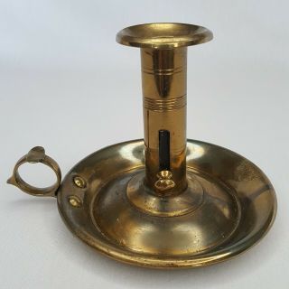 Vintage Brass Chamber Candle Stick Holder With Push Up Candle Stick Lever