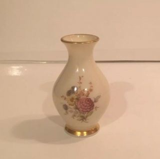 Lovely Lenox Queens Garden Mini 3 1/2 " Bud Vase With Gold Trim