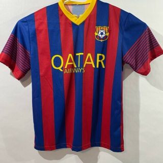 Lionel Messi 10 Fc Barcelona Qatar Airways Unicef Mens Jersey Blue Red M