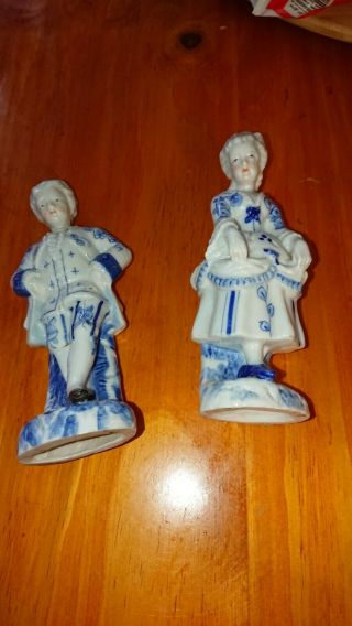 Antique Dutch Blue Delftware 18th Century Style Figurines