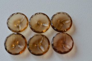 1358 - Vintage Czech 1/2 " (6) Cupped Two - Hole Glass Buttons