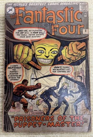 Fantastic Four 8 1962 Marvel Rare Silver Age Puppet Master Jack Kirby Stan Lee
