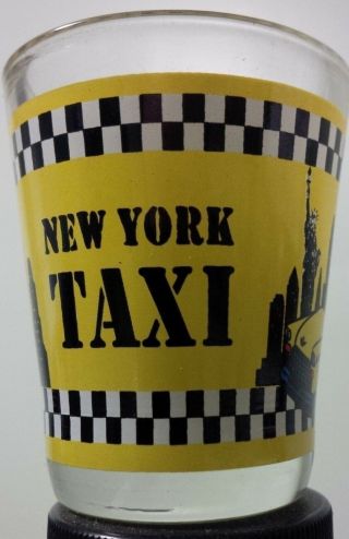 York City Nyc Taxi Yellow Cab Clear Shot Glass Souvenir Torkia