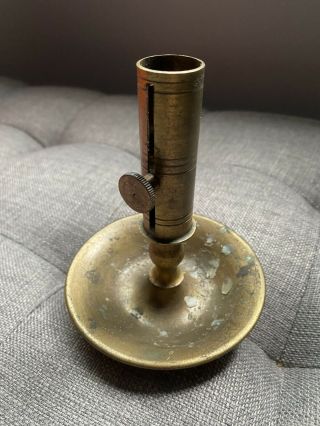 Vintage Brass Chamber Candle Stick Holder With Push Up Candle Stick Lever
