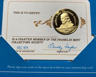 Franklin Collector’s Society Charter Member 24kt Gold On Sterling Silver