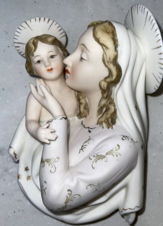 Madonna And Child Jesus Hand Painted Lefton China Wall Plaque