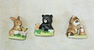 Woodland Friends Bear,  Bunny,  Raccoon Homco 1418