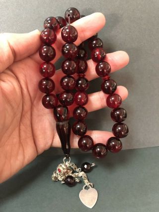 Vintage Antique Cherry Amber Faturan Bakalite - Islamic Prayer 33 Beads 68g R